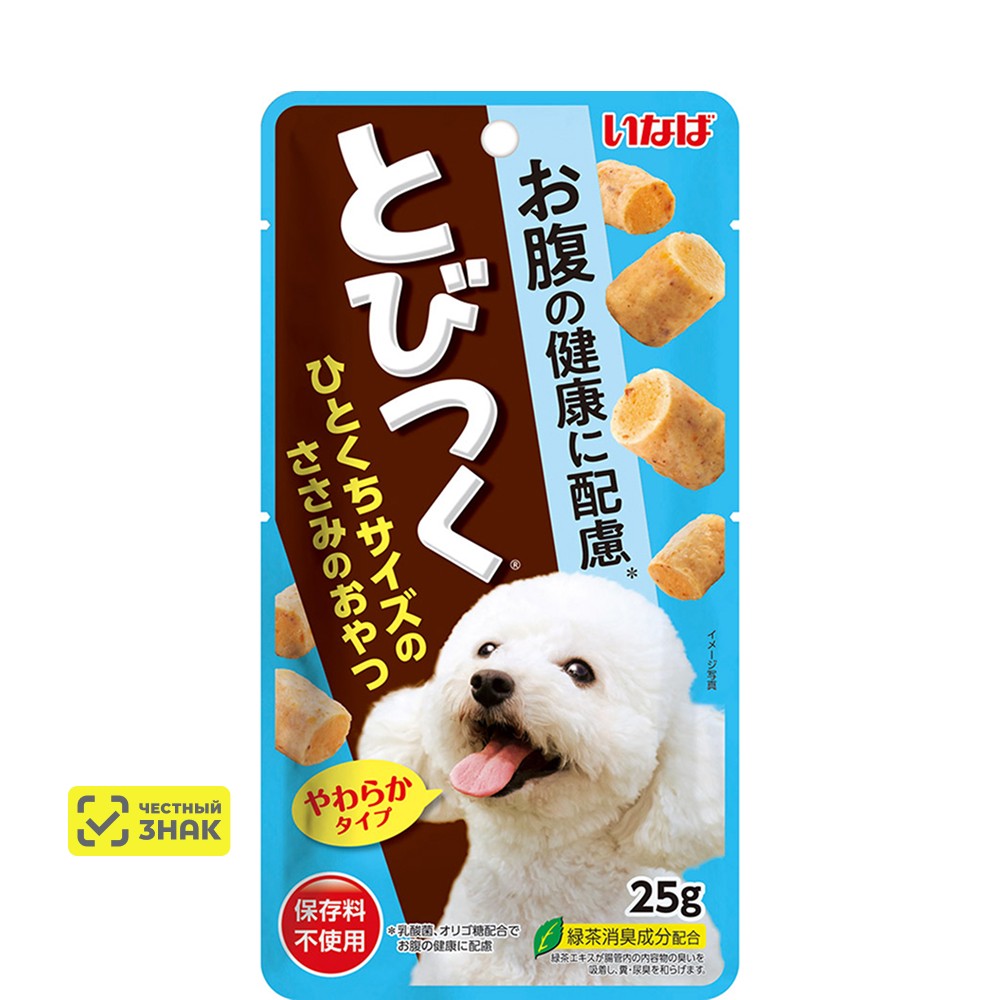 INABA CIAO Tobitsuku Лакомство Куриное филе для здоровья ЖКТ для собак, 25 гр