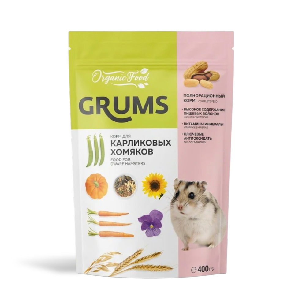 GRUMS Корм для карликовых хомяков, 400 гр
