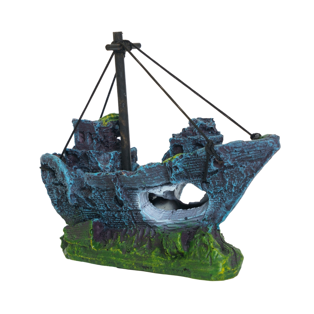 Aquafantasy Декор для аквариумов Корабль затонувший, 15х7х10 см