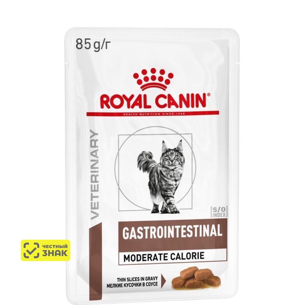 Royal Canin Gastrointestinal Moderate Calorie Влажный корм (пауч) диетический корм для кошек при нарушении пищеварения, 85 гр.