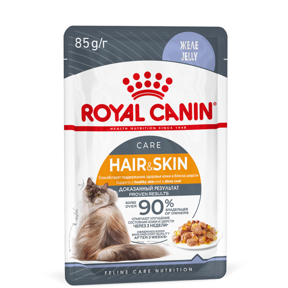 Royal Canin Hair and skin Влажный корм (пауч) для кошек, в желе, 85 гр.