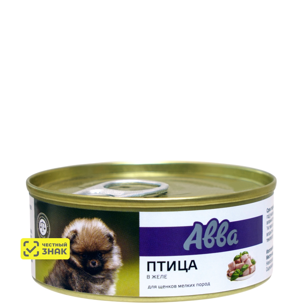 АВВА Влажный корм (консервы) для щенков мелких пород, птица в желе, 100 гр.