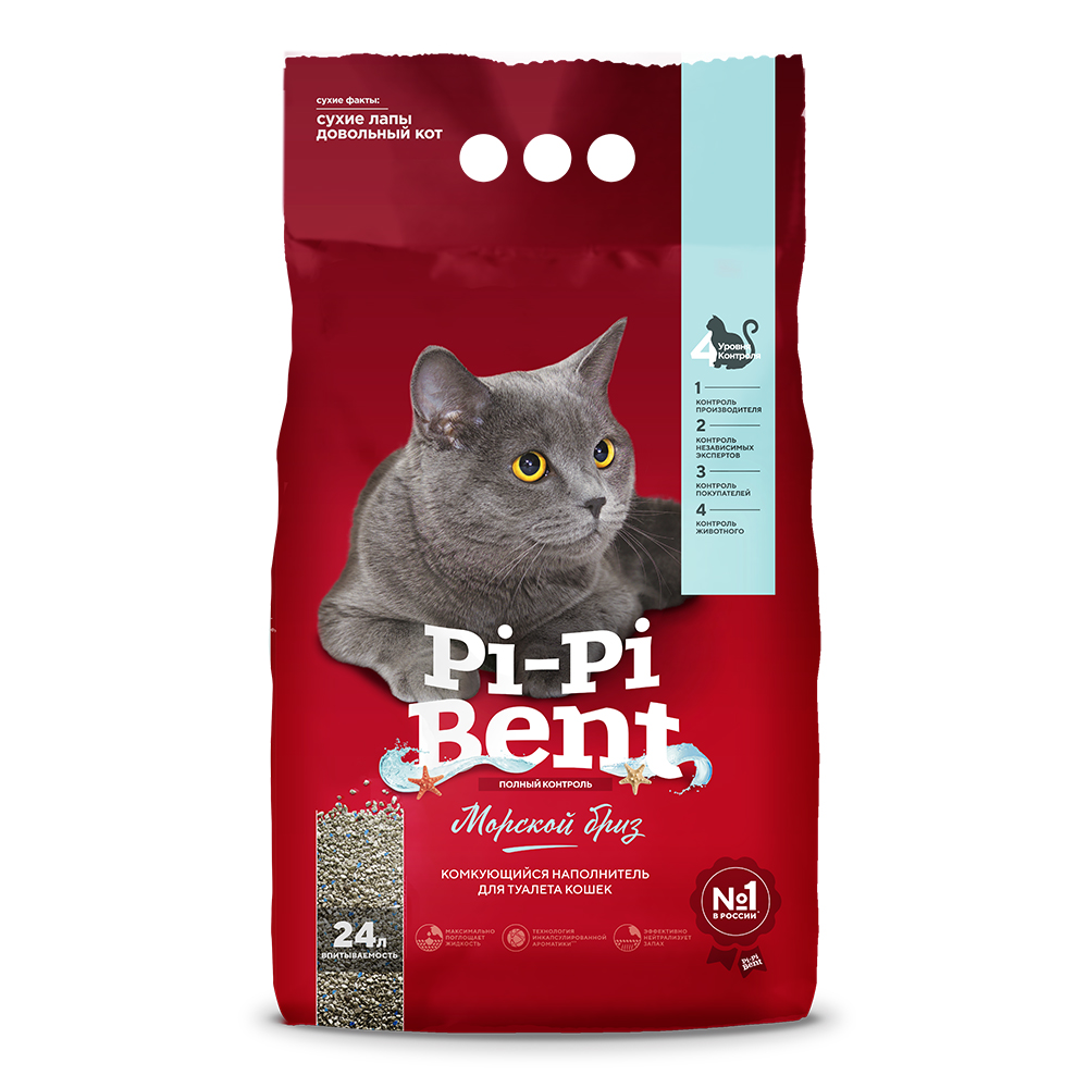 Pi-Pi-Bent Наполнитель комкующийся для кошачьего туалета, 24 л, с ароматом морской бриз
