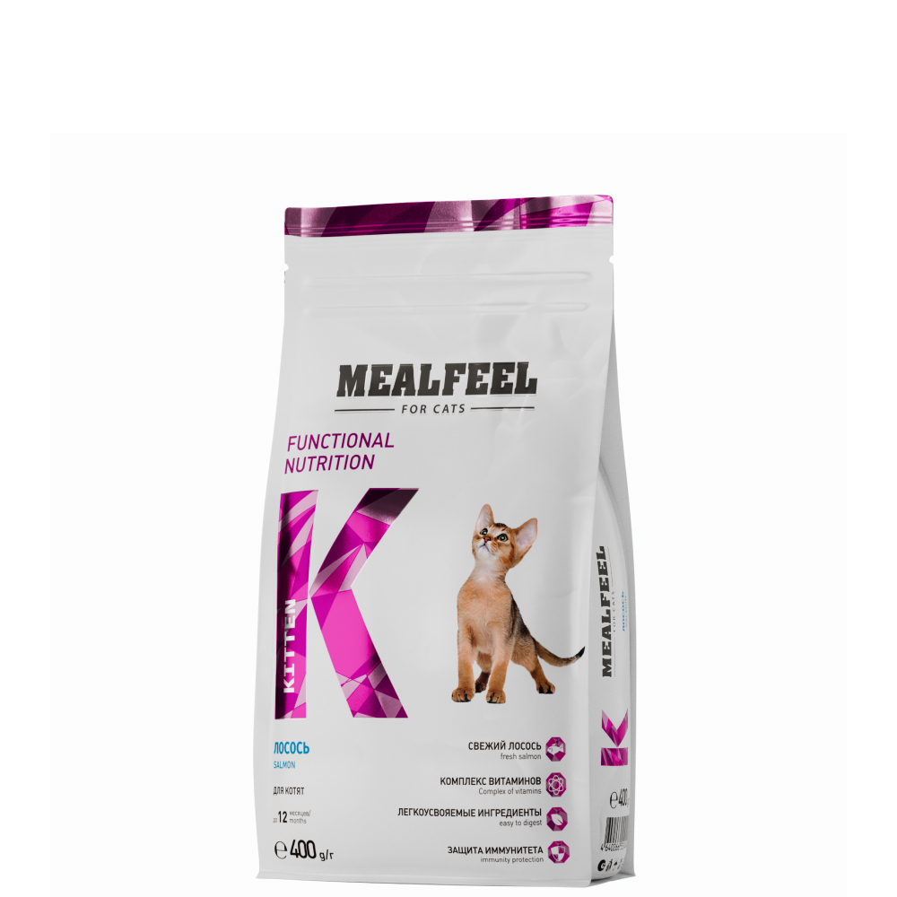 Mealfeel Kitten Сухой корм для котят до 12 месяцев, с лососем, 400 гр