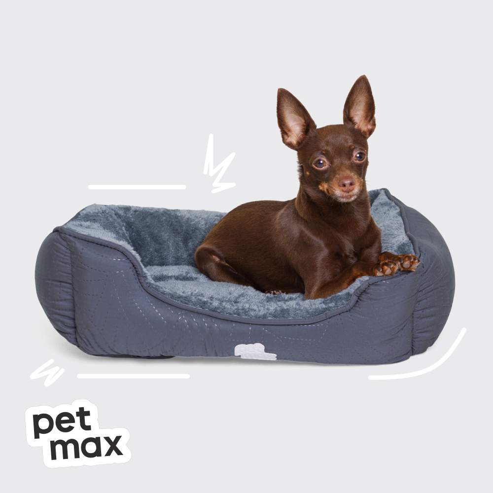 Petmax Лежак для кошек и собак мелких и средних пород Эмели, 47х37 см, серый