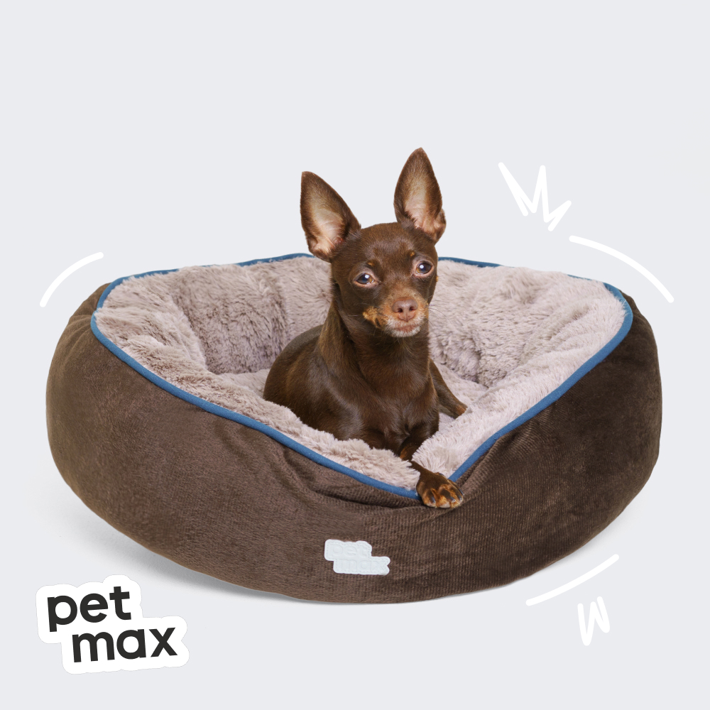 Petmax Лежак для кошек и собак мелких и средних пород Маффин, 50 см, коричневый