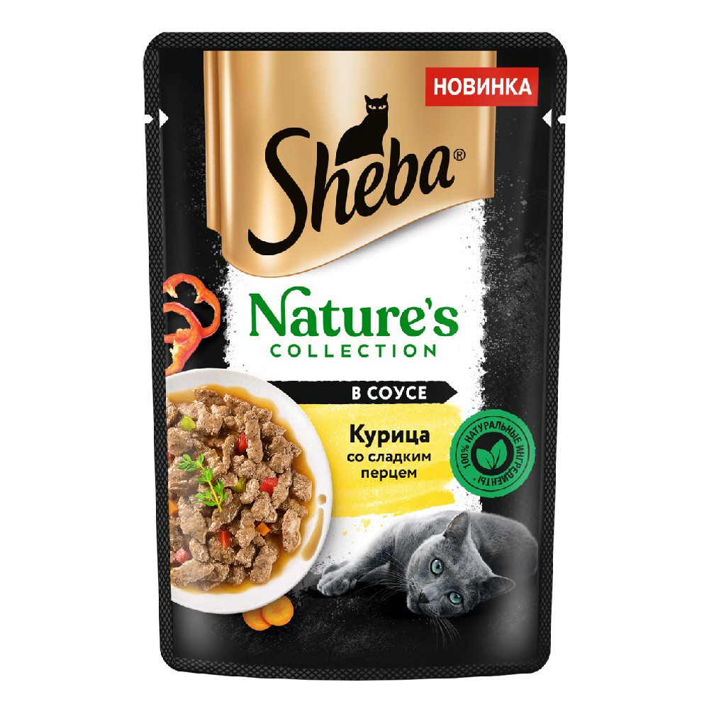 Sheba Корм влажный для кошек курица со сладким перцем, 75 г Курица 75 г,  цены, купить в интернет-магазине Четыре Лапы с доставкой