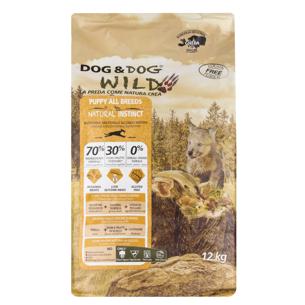 Dog & Dog Wild Natural Instinct Сухой корм для щенков, с лососем и уткой, 2  кг Лосось 2 кг, цены, купить в интернет-магазине Четыре Лапы с доставкой