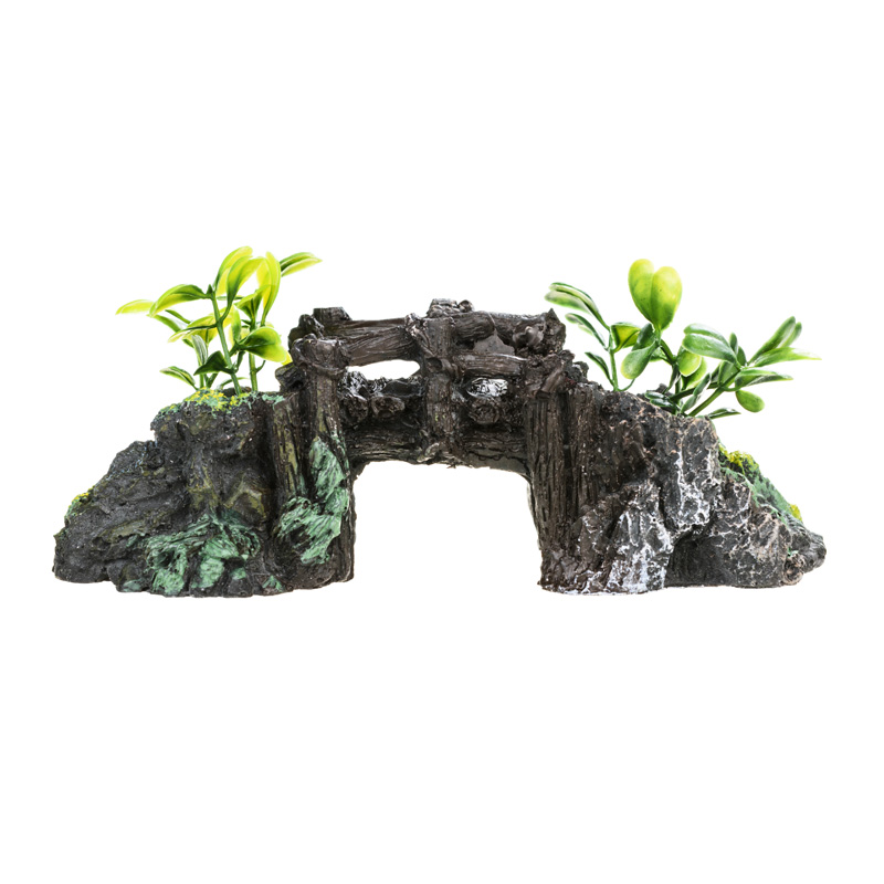 Aquafantasy Декор для аквариумов Арка из камней с растениями, 16x8x7 см