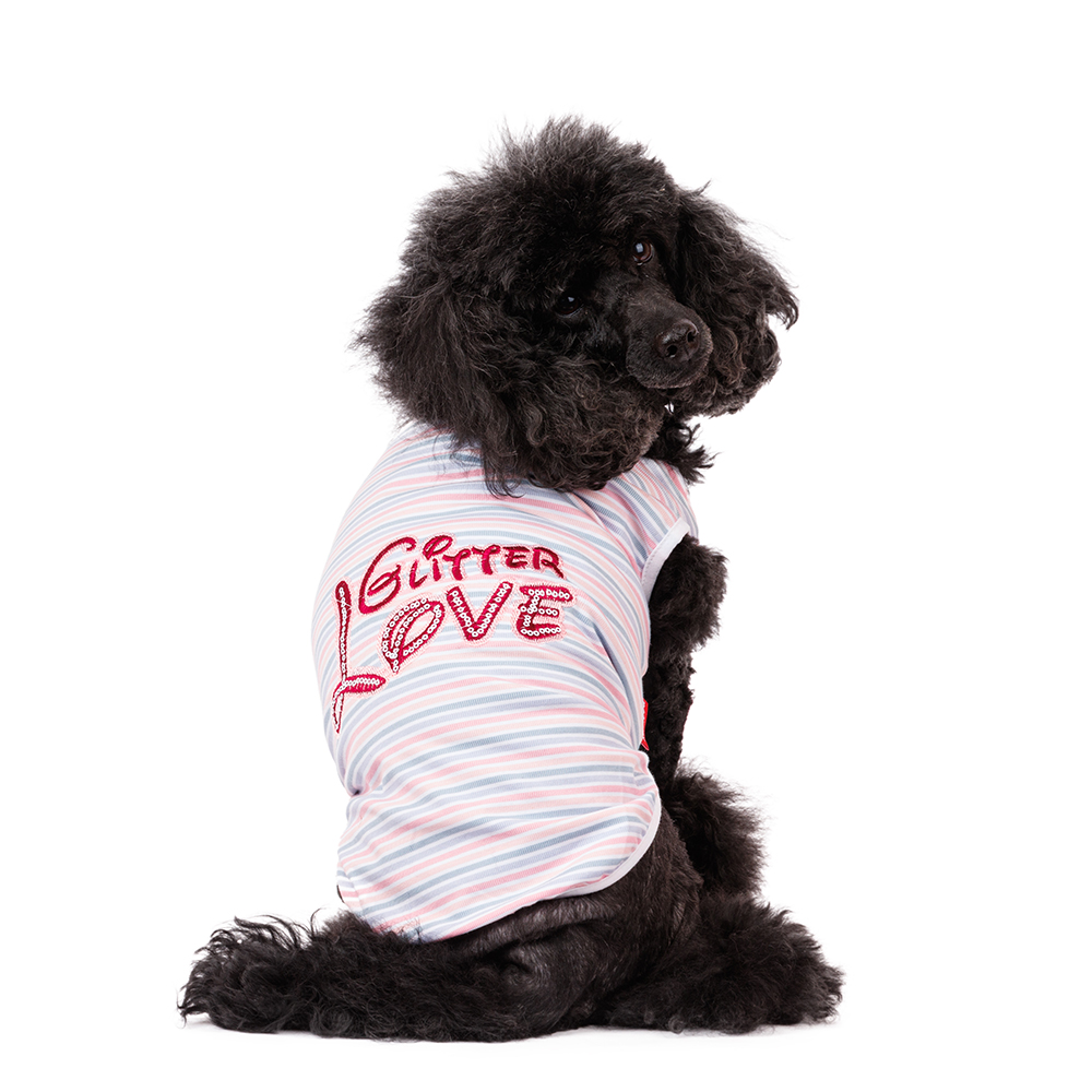 Petmax Футболка для собак Glitter Love, L, розовая (унисекс)