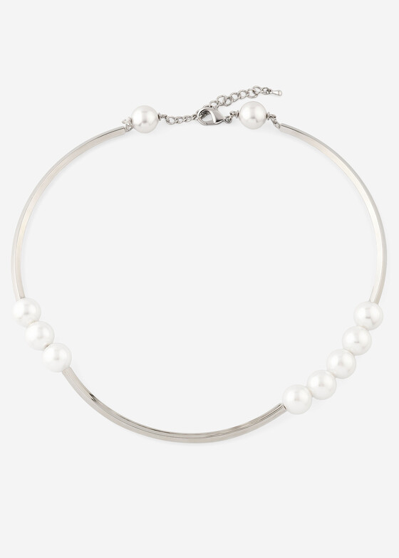 Чокеры Aloud Серебристый чокер с жемчужными бусинами