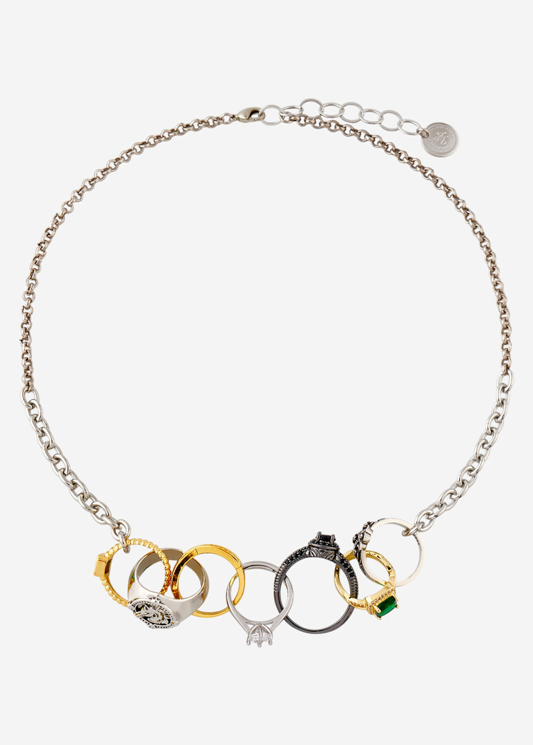 Биколорное колье с кристаллами Rings