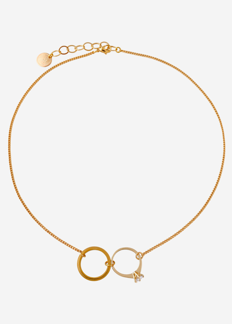 Позолоченное колье с кольцами и кристаллами Rings