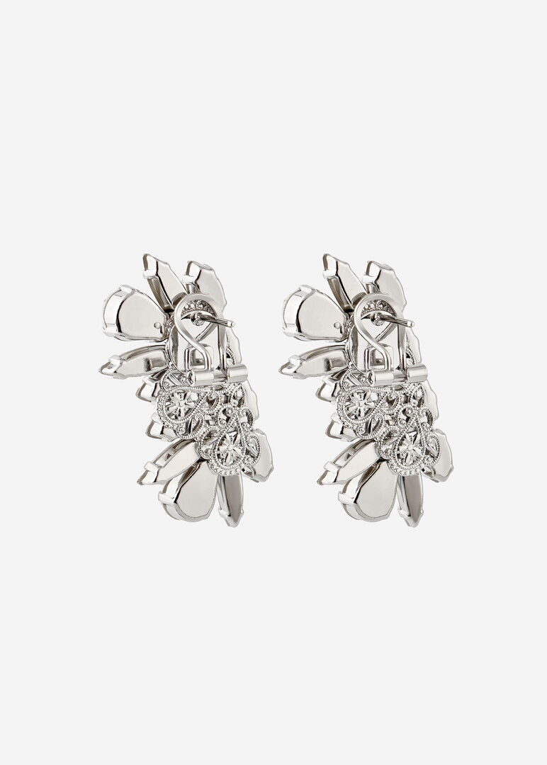 Серебристые серьги с кристаллами Omega