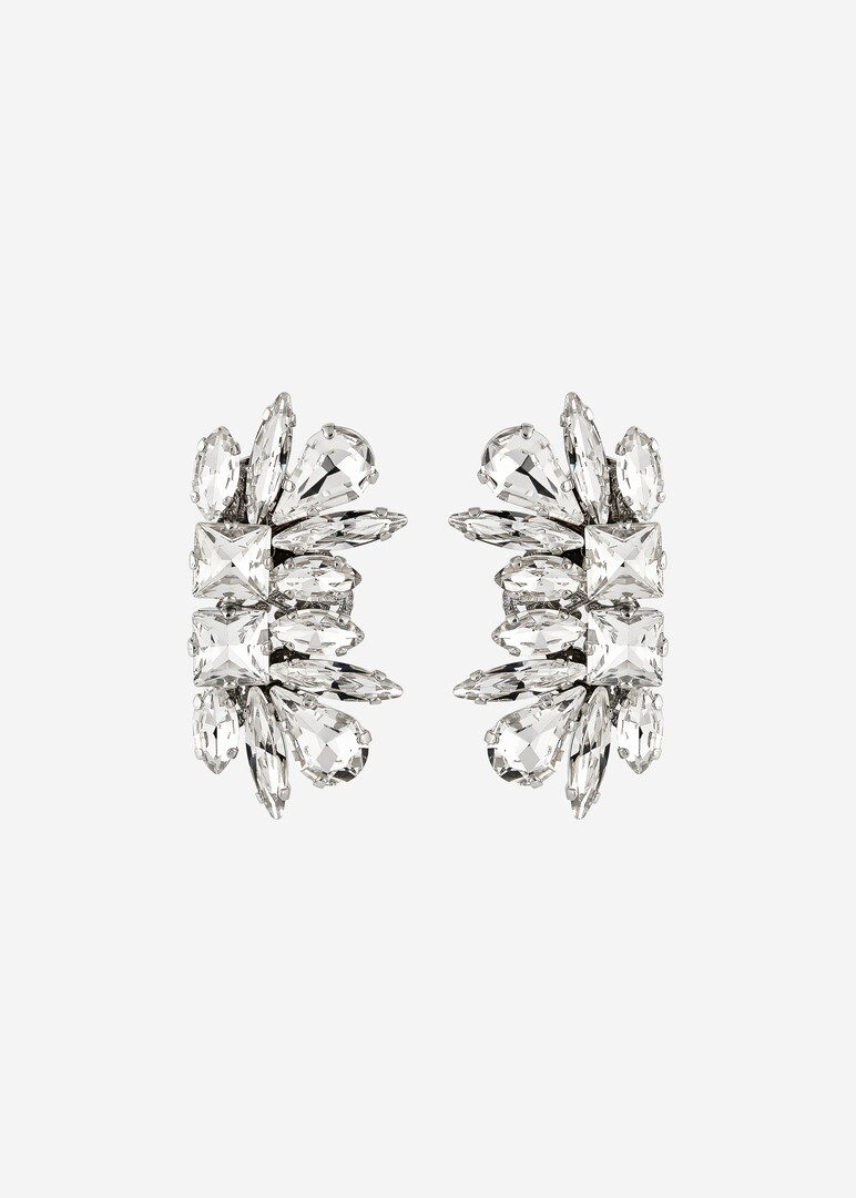 Серебристые серьги с кристаллами Omega