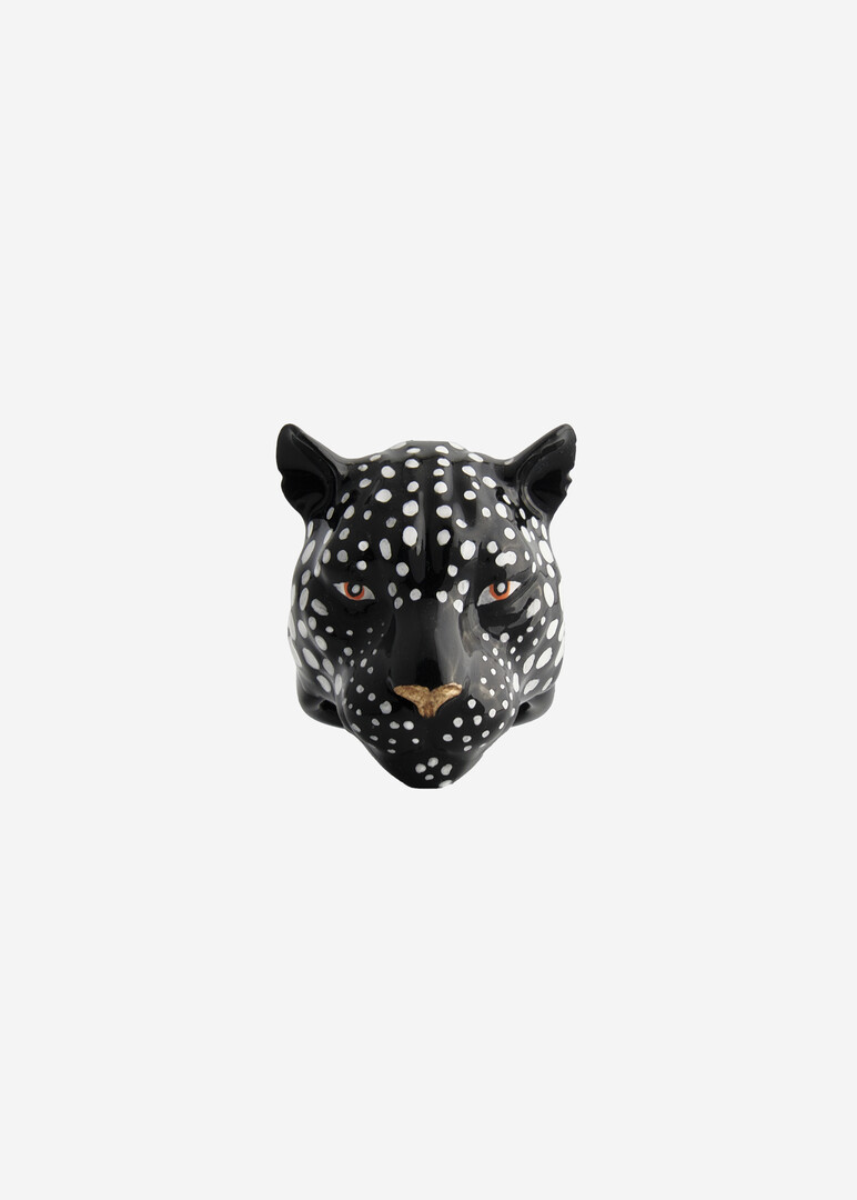 Объемное черное кольцо Leopard