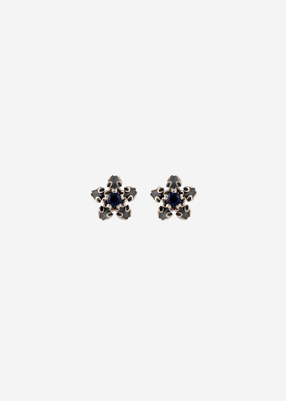 Пусеты NoBrandName Пусеты из серебра с синтетическим сапфиром Baroque sapphire Sparkle