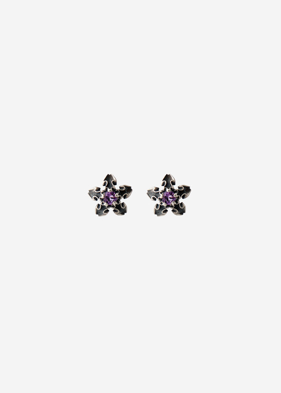 Пусеты NoBrandName Пусеты из серебра с аметистом Baroque purple Sparkle