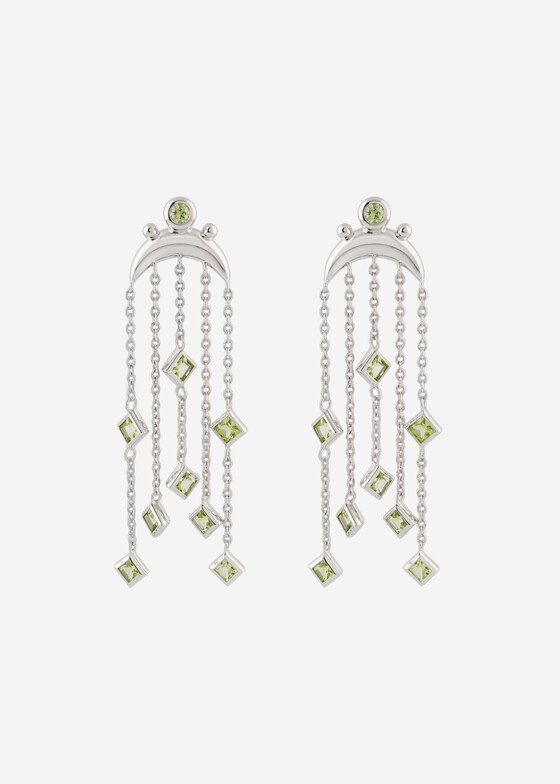 Длинные серьги Wisteria Gems Длинные серьги из серебра с хризолитом и хрусталем