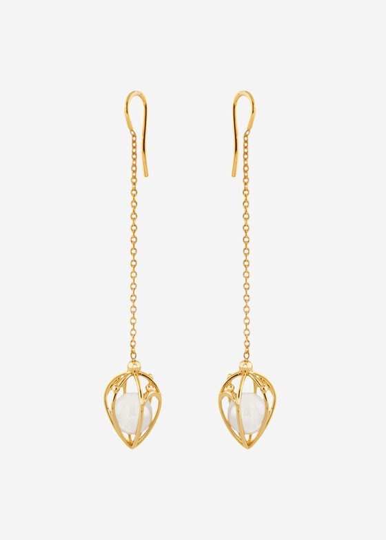 Серьги средней длины Wisteria Gems Позолоченные длинные серьги из серебра с хрусталем
