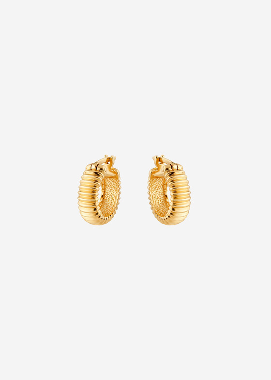 Серьги средней длины GOLDENGAL Позолоченные серьги-кольца «Текстура» из серебра