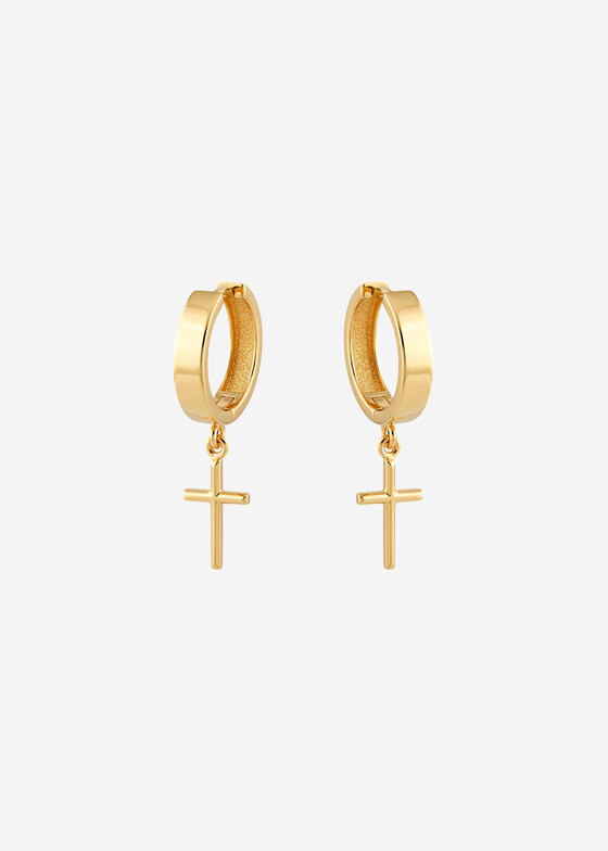 Серьги средней длины GOLDENGAL Позолоченные серьги с крестами из серебра