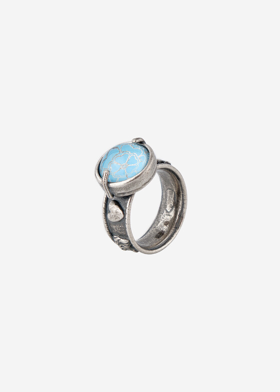 Кольца с крупной вставкой Gem Kingdom Кольцо из серебра с винтажным стеклом