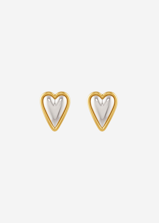 Пусеты Avgvst Биколорные серьги-сердца из серебра Bumper Hearts