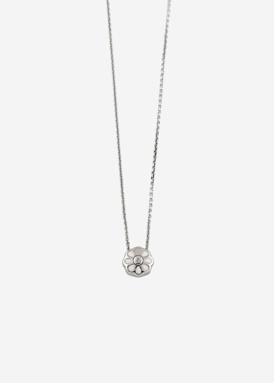 Кулоны и подвески УРА jewelry Колье с подвеской из серебра «Булочка» с белой эмалью