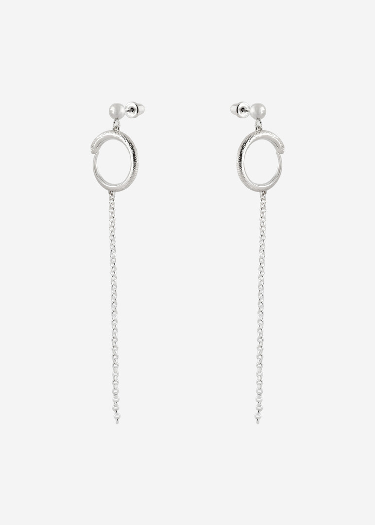 snake-shaped silver earrings with chain pendants Meditation Long