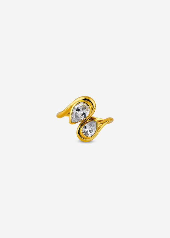 Кольца с крупной вставкой Holy Silver Позолоченное кольцо из серебра с белым кубическим цирконием