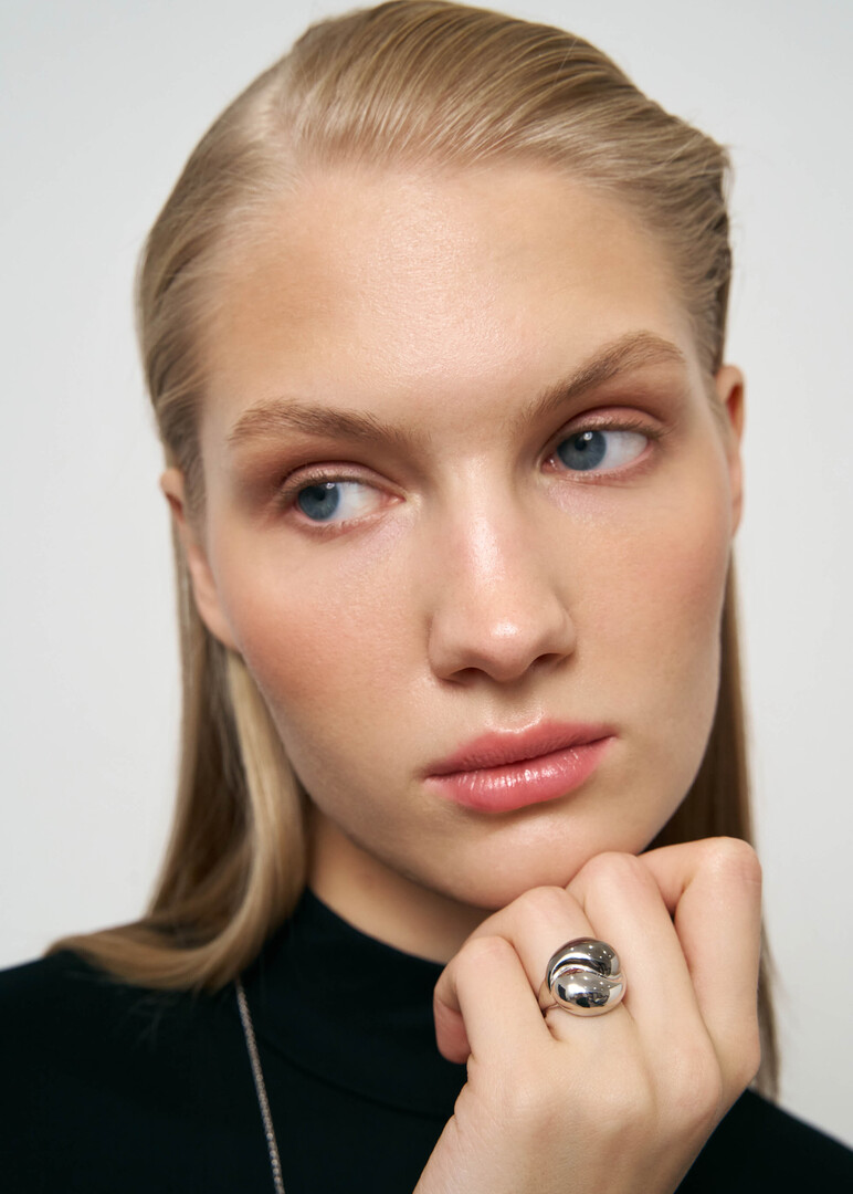 Yin Yang silver ring with black rhodium