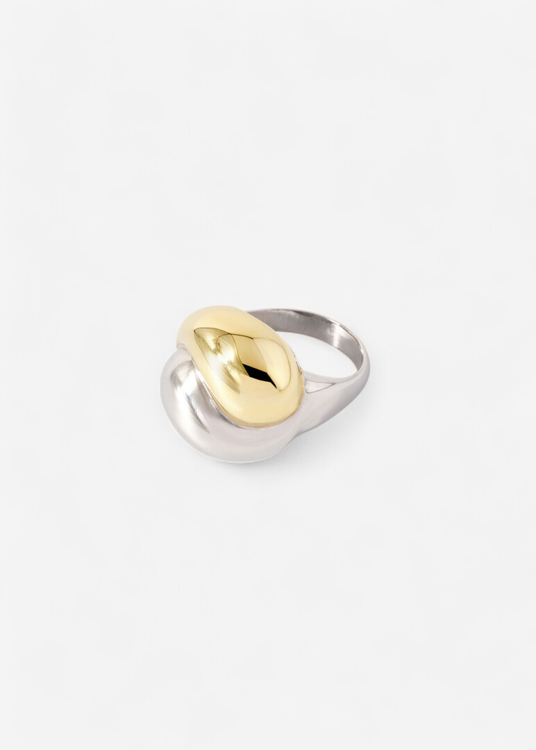 Yin-Yang silver ring with gold plating