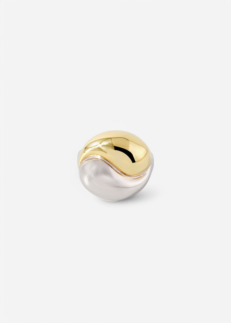 Yin-Yang silver ring with gold plating