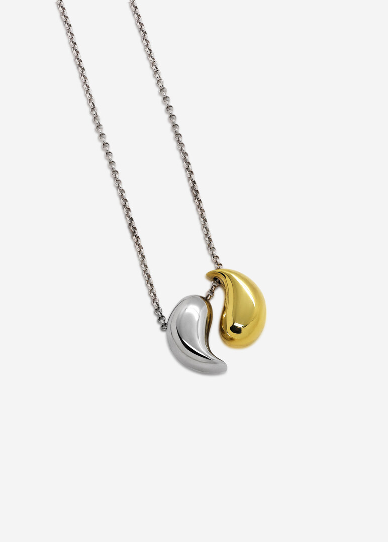 Yin-Yang silver and gold-plated necklace
