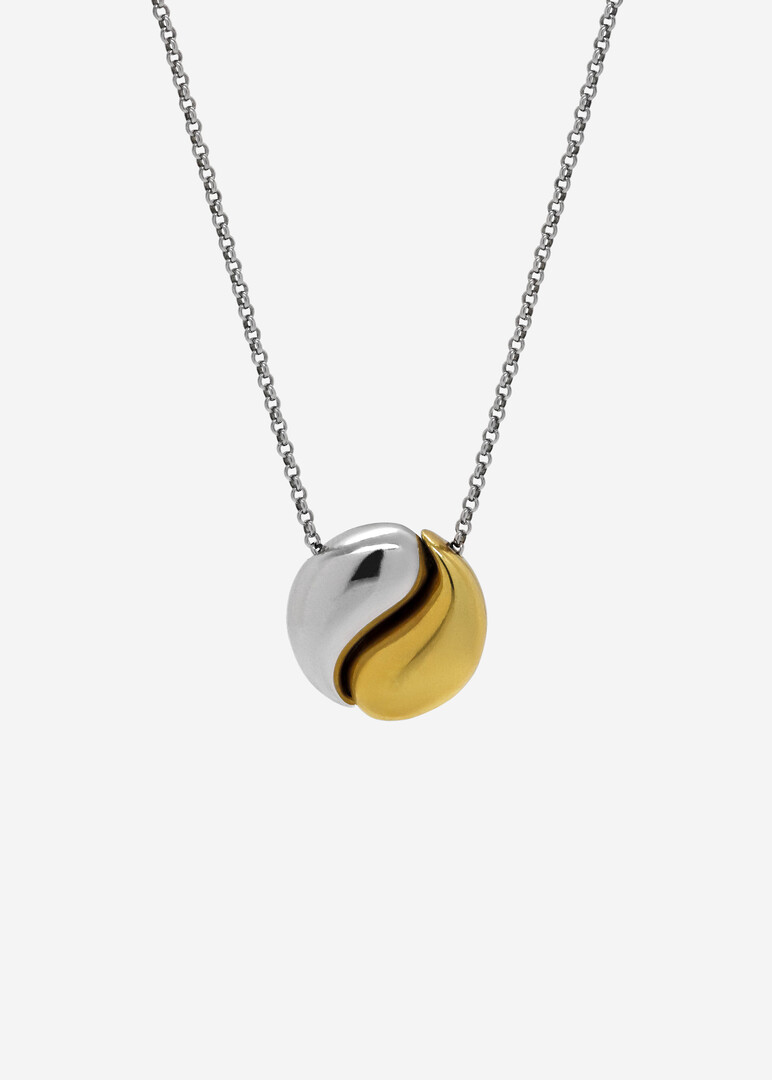 Yin-Yang silver and gold-plated necklace