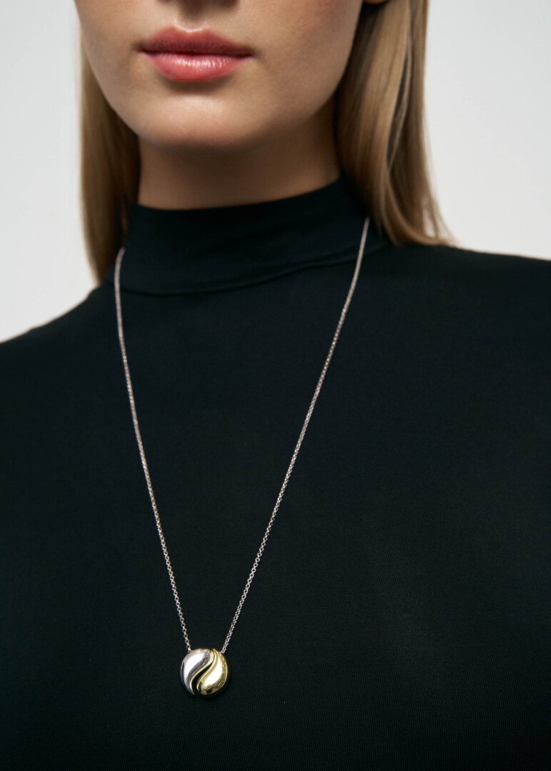 Yin-Yang silver and gold-plated necklace
