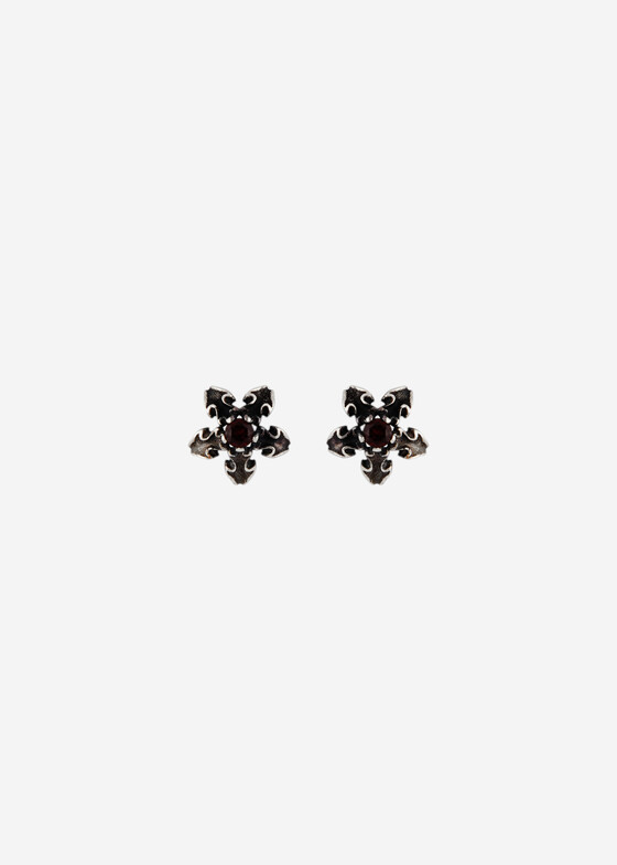 Пусеты NoBrandName Пусеты из серебра с гранатом Baroque Red Sparkle