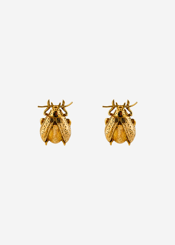 Пусеты 11 Jewellery Позолоченные серьги Beetle из серебра