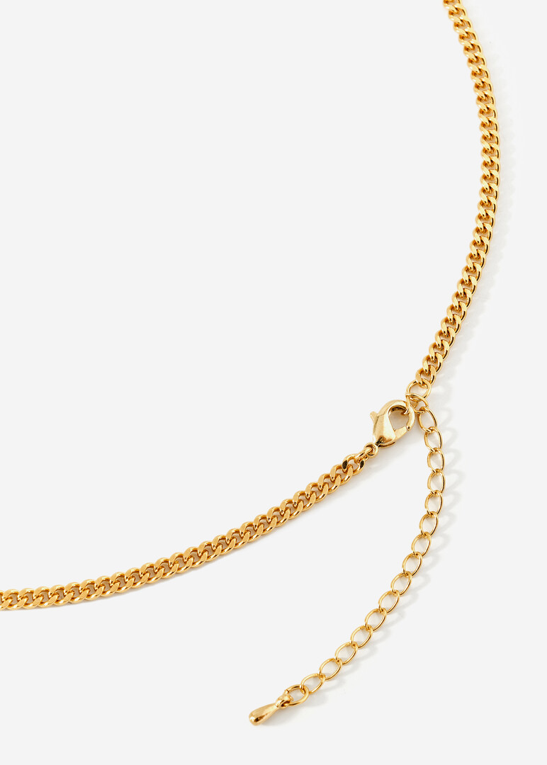 Flat gold chain with crystals