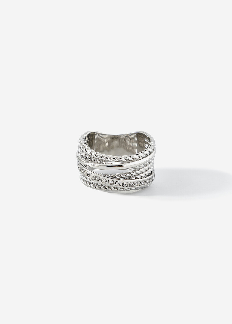 Multilayer ring with crystals