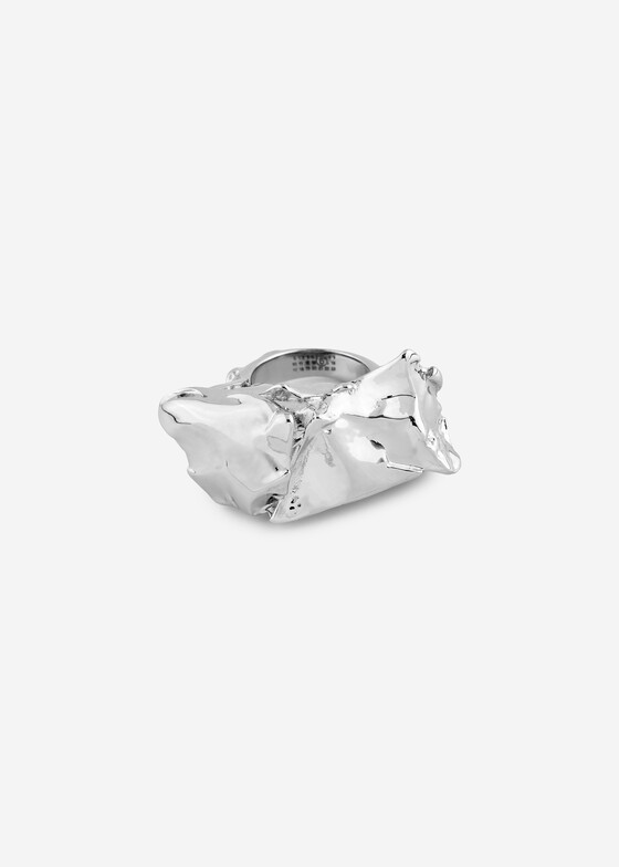 Тонкие кольца MM6 Maison Margiela Серебристое кольцо Molten Rock