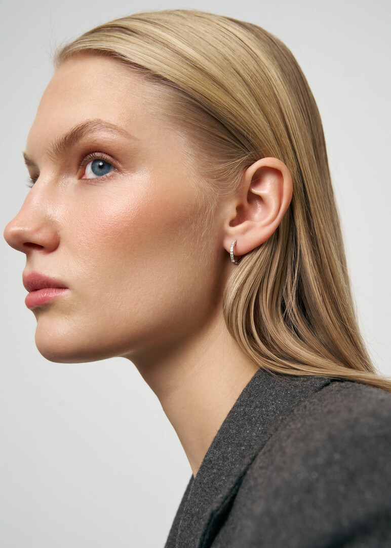 White gold diamond earrings.