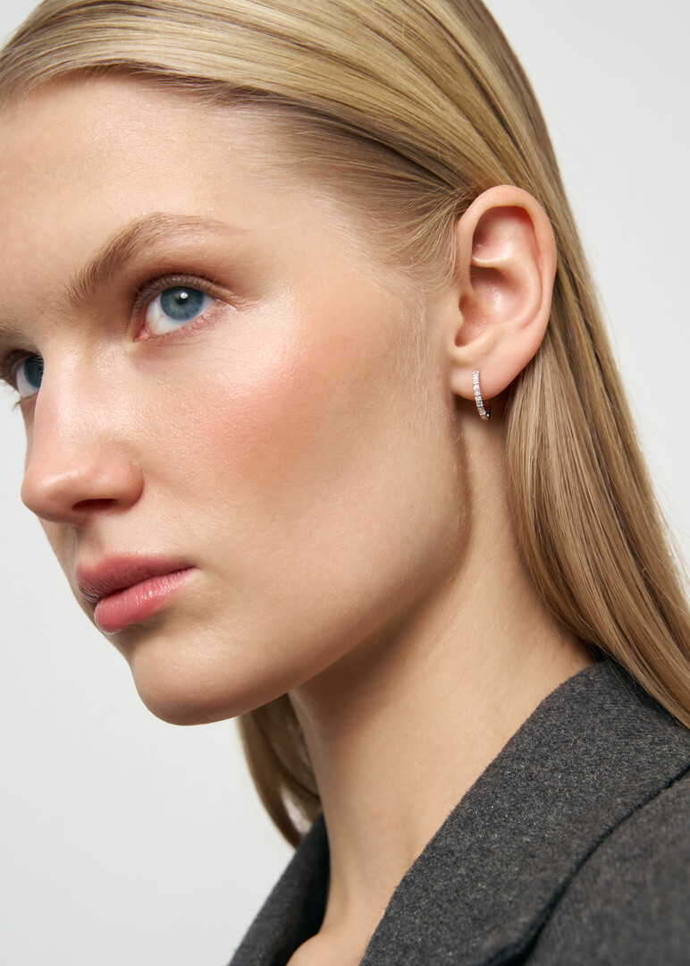 White gold diamond earrings.