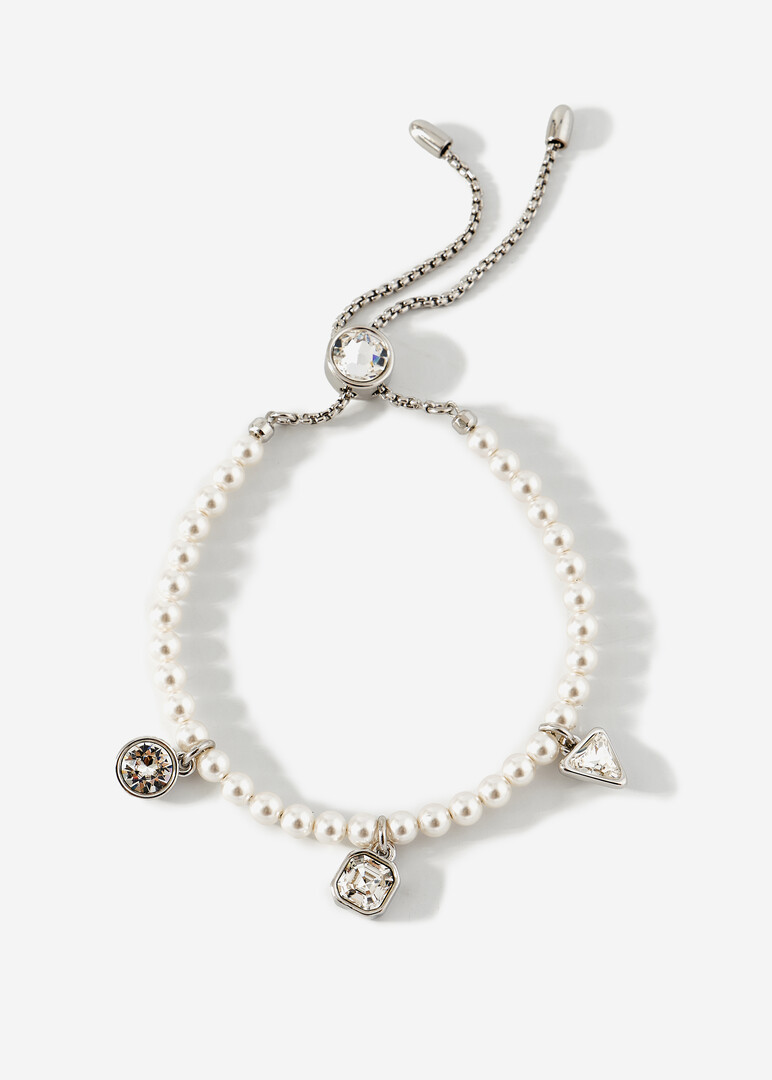 Pearl bead bracelet with pendants