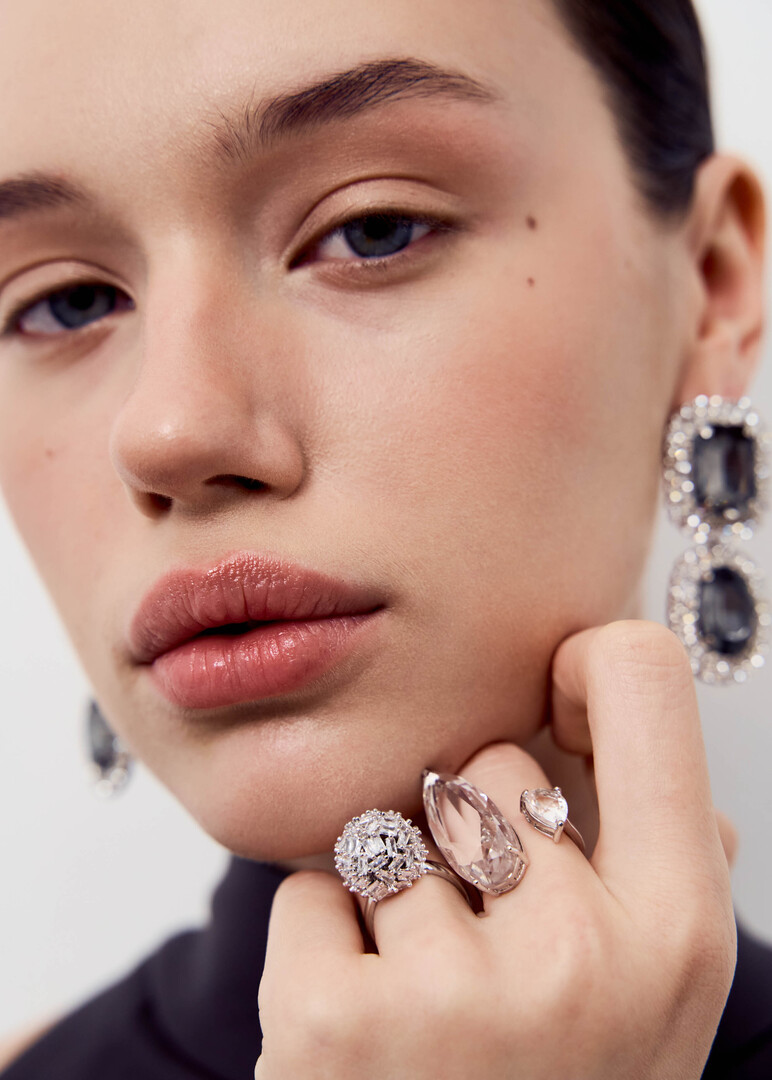 A ring with a sharp crystal
