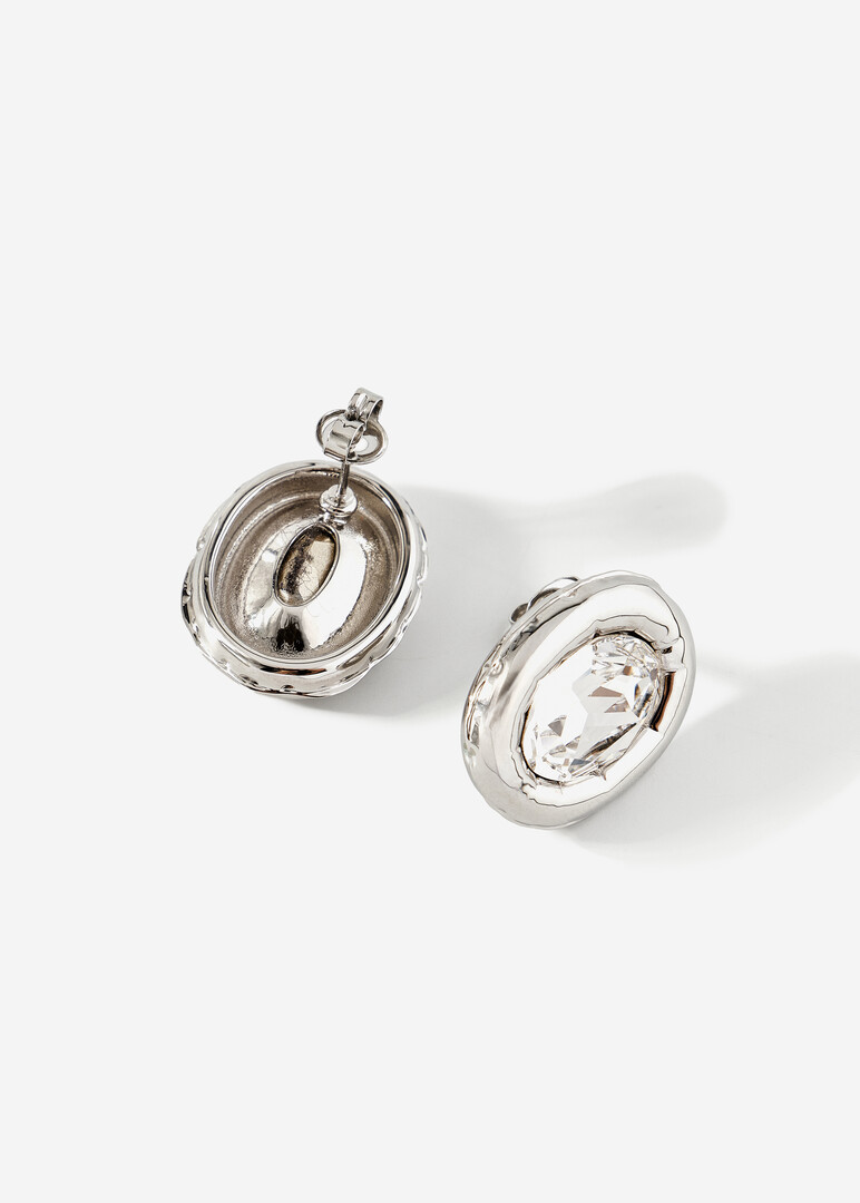 Large earrings with oval crystals