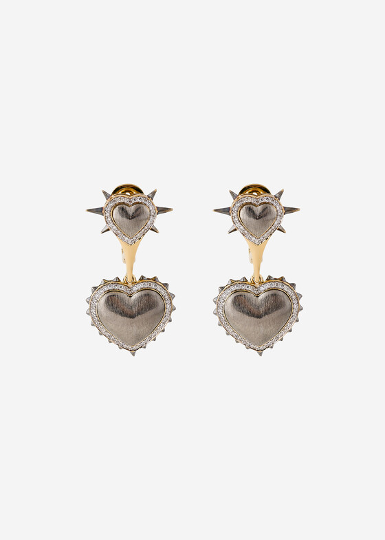 Серьги с подвесами COBRA JEWELRY Серьги с сердцами из золота с бриллиантами, покрытые титаном