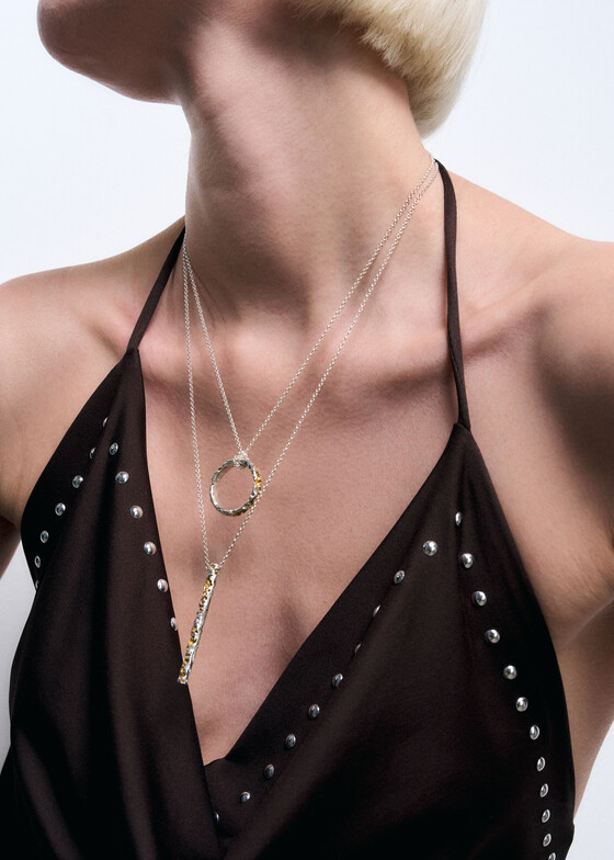 Кулоны и подвески Kintsugi Jewelry Биколорное колье с кольцом из серебра Surrender