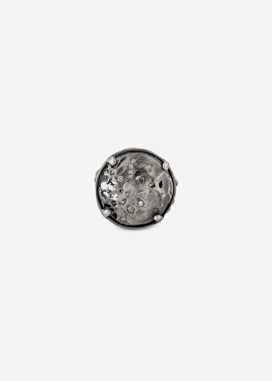 Кольца с крупной вставкой Kintsugi Jewelry Кольцо из черненого серебра с бриллиантами Surrender